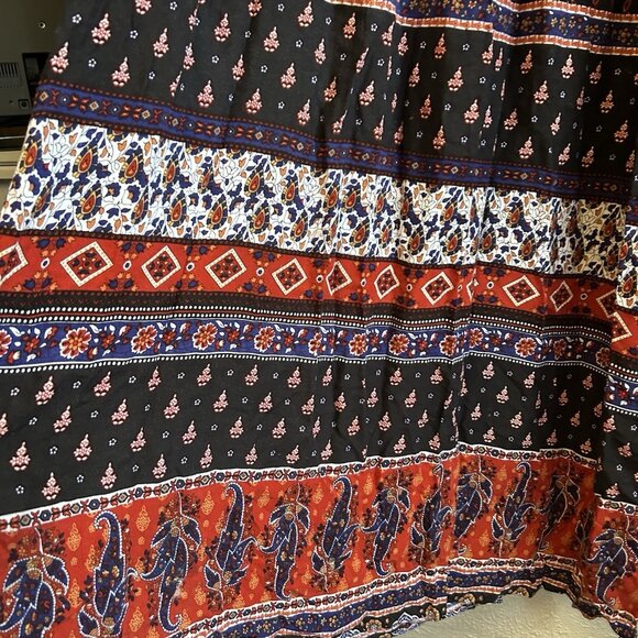 Speed Control 1x Denim Floral Shirt Dress midi Sleeveless Batik Boho Farmhouse - Picture 4 of 11